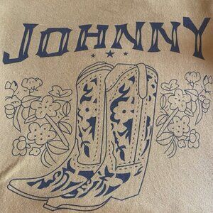 Johnny Cash, Cowboy Boot Original Design, Yellow T-shirt Size L, Country Music